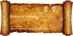 Babocs Vanda névjegykártya